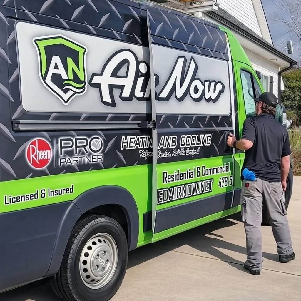 An AirNow technician making sure his truck is stocked in Sandersville